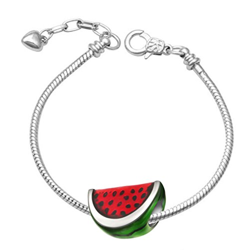 Klaritta Charms BB212W - Pulsera de plata con diseño de serpiente y fruta de sandía