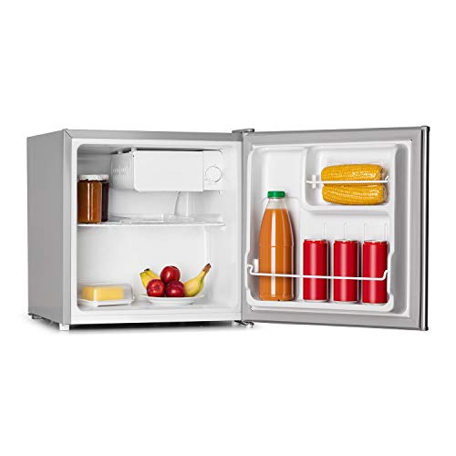 Klarstein 50L1-SG Mini nevera para bebidas - Minibar, Con Mini congelador, A +, 40 L, 47 x 49,5 x 44,4 cm, Silenciosa, 1 Balda, Plata