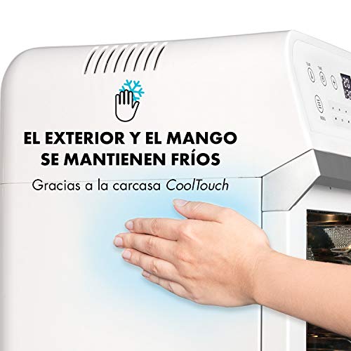 Klarstein AeroVital Cube Freidora de aire caliente - Sistema 3D Heating: 1600 W de potencia, 12 litros, 16 programas, Tecnología Highspeed-convection, Programable, 50 a 230 °C, 5 piezas, Blanco