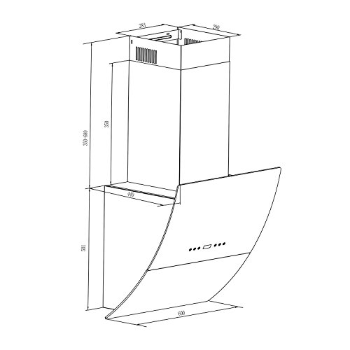 Klarstein Annabelle Eco 60 Campana extractora de pared - 60cm, Clase energética A, Función Aspiración/Ventilación, 3 Niveles potencia, 650 m³/h, Mando a distancia, Control táctil, LED, Blanco