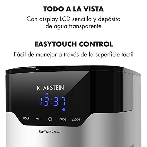 Klarstein Arabica Cafetera - Potencia: 800 W, Capacidad: 1,2 litros, Intensidad regulable, Pantalla LCD, EasyTouch Control, Acero inoxidable, Negro plateado