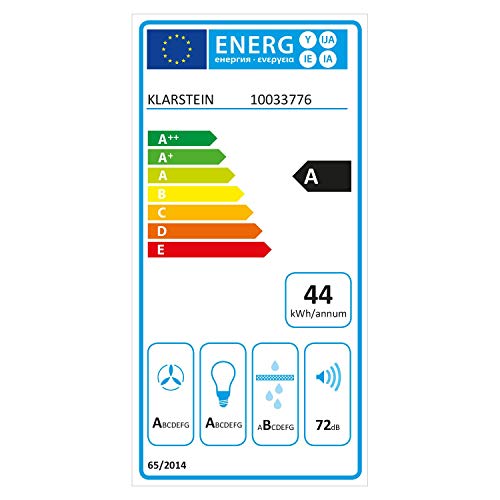 Klarstein Aurelia Campana extractora - Campana isla, Eficiencia energética clase A, 90 cm, capacidad 600 m³/h, 3 niveles, iluminación LED, temporizador, Acero inoxidable y cristal, versión curva