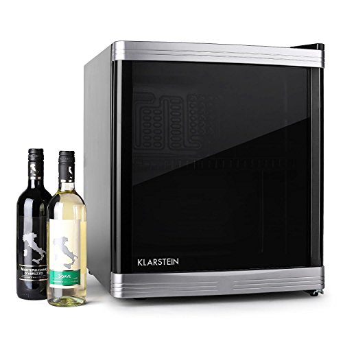 Klarstein - Beerlocker, Mini-Bar, Mini-Nevera, Nevera para Bebidas, 46 Litros, 43 x 50 x 48 cm (ancho x largo x profundo), Silencioso, 1 Estante, Puerta con apertura direccionable, Negro