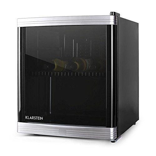 Klarstein - Beerlocker, Mini-Bar, Mini-Nevera, Nevera para Bebidas, 46 Litros, 43 x 50 x 48 cm (ancho x largo x profundo), Silencioso, 1 Estante, Puerta con apertura direccionable, Negro