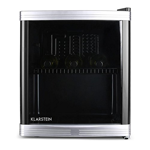 Klarstein - Beerlocker, Mini-Bar, Mini-Nevera, Nevera para Bebidas, 46 Litros, 43 x 50 x 48 cm (ancho x largo x profundo), Silencioso, 1 Estante, Puerta con apertura direccionable, Negro