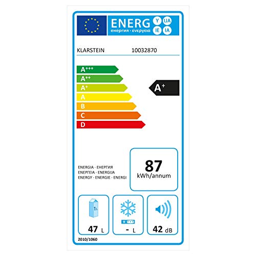 Klarstein Beersafe Onyx - Nevera de bebidas con puerta acristalada, Mininevera, Minibar, Iluminación LED, Baldas metálicas, Acero inoxidable, 42 dB, 47 litros, Negro