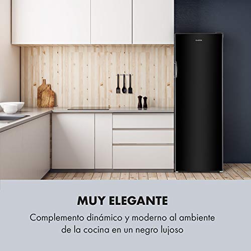 Klarstein Bigboy Nevera grande - EcoExcellence: Eficiencia energética tipo A+, 323 litros, Cajón de verduras: enfriamiento a 0 °C, 6 baldas, 5 espacios para botellas y huevera, Negra