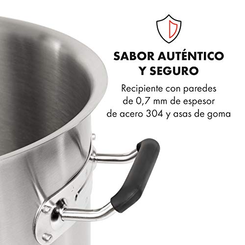 Klarstein Brauheld Pur 25 caldero de mosto de acero 304-25 litros, termómetro integrado, paredes de 0,7 mm de grosor, 3 mm de grosor de la base para placas de inducción, grifo de 1/2", plateado