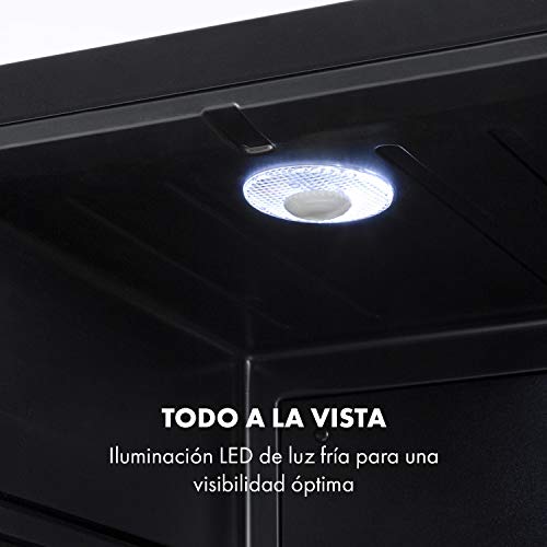 Klarstein Brooklyn 42 mininevera – compacta, independiente, termoeléctrica, 42 litros de capacidad, 12-18 °C, clase A, sistema SilentCool sin emisión de ruido, luces LED, puerta panorámica, Negro