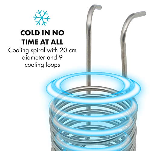 KLARSTEIN Chiller 6 disipador de Calor - Enfriador en Espiral del Mosto de Cerveza, 20 cm Ø, Espiral de 9 Vueltas, De 100 °C a Temperatura Ambiente en 30 min, Acero INOX 304, Plateado