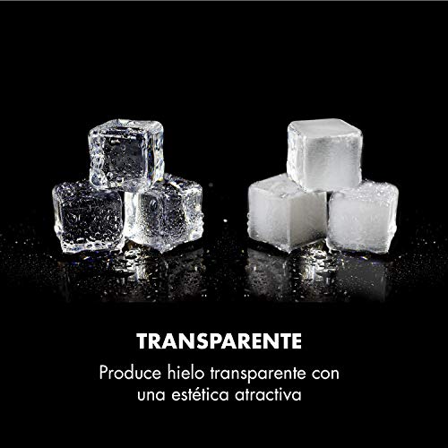 Klarstein Clearcube LCD máquina de hielos – hielo claro, 15-20 kg de hielo al día, deposito de agua de 2,5 l, pantalla LCD, 3 tamaños de cubito, fabricación de cubitos de hielo, R600a, blanco