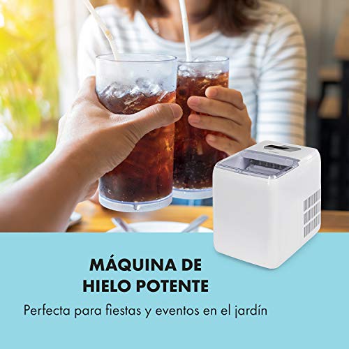 Klarstein Coolio máquina de cubitos de hielo - hielo transparente, 20 kg de hielo aldía, depósito de agua de 2,8 l, panel táctil, 2 tamaños de cubitos, Auto-Clean, máquina que fabrica cubitos, hielo