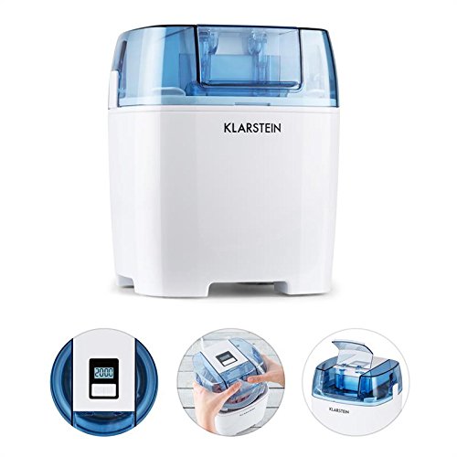 Klarstein Creamberry heladera 4 en 1 - Bajo consumo, Bajo consumo: 10 vatios/h, Capacidad 1,5 litros, Rápido preparado en 20 minutos, Uso sencillo, Apagado automático, Pantalla digital, Blanco