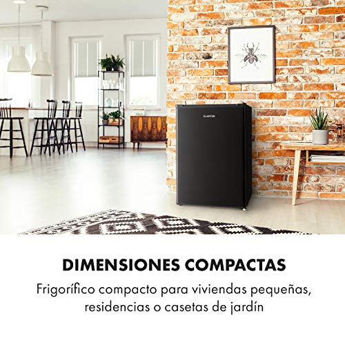 Klarstein Delaware nevera - 76 litros de capacidad, eficiencie energética de clase A++, 2 baldas, congelador de 4 litros, compartimento para botellas de hasta 2 litros, negro