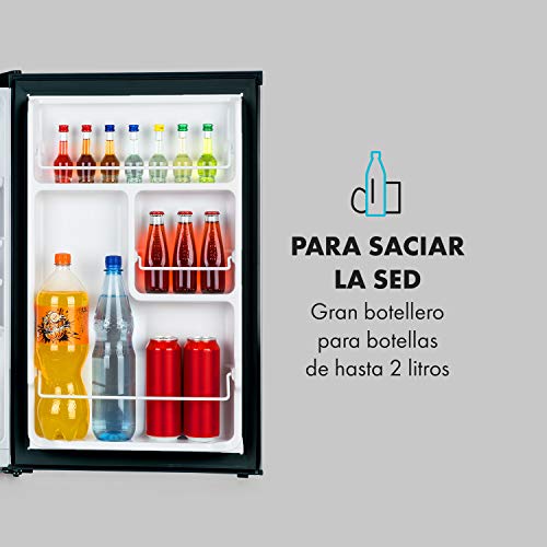 Klarstein Delaware nevera - 76 litros de capacidad, eficiencie energética de clase A++, 2 baldas, congelador de 4 litros, compartimento para botellas de hasta 2 litros, negro