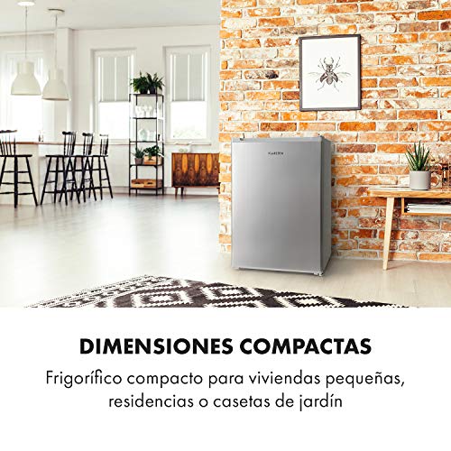 Klarstein Delaware nevera - 76 litros de capacidad, eficiencie energética de clase A++, 2 baldas, congelador de 4 litros, compartimento para botellas de hasta 2 litros, plateado/gris