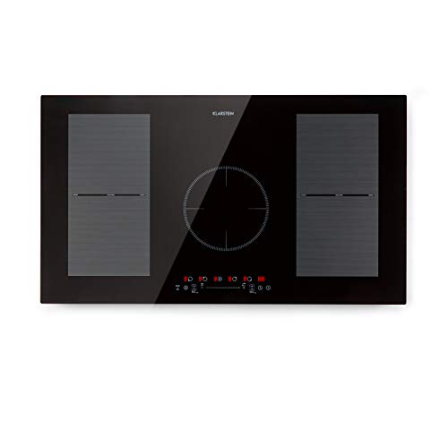 Klarstein Delicatessa 90 Flex placa de inducción – tecnología Flexzone, autárquico, encastrable, 90 cm, 5 zonas, 7000 W, reconocimiento de sartenes y ollas, programable, vitrocerámica, negro