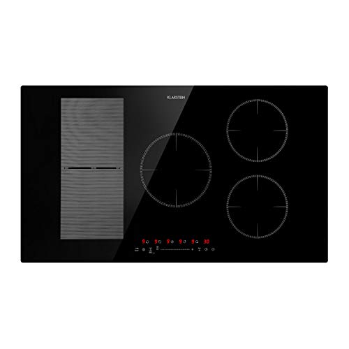 Klarstein Delicatessa 90 Hybrid Placa de cocina - Placa de inducción, Para empotrar, 5 zonas, 7000 W, Panel táctil, Flexzone, Sensor de sartenes, Autoapagado, Vitrocerámica, Negro