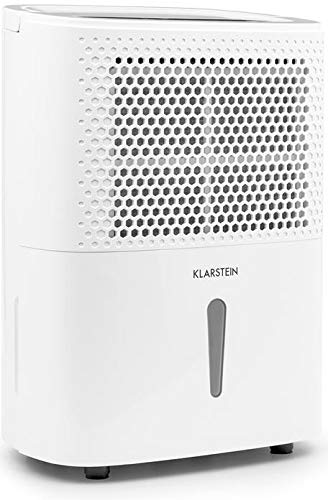 Klarstein DryFy 16 Deshumidificador - Secador, 16 L/día, Silencioso, Humedad programable, Temporizador, Filtro Nylon, 255W, 25 a 35 m², 2L, Manguera 0,6m, Blanco/Gris