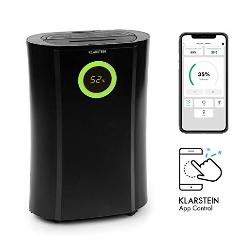 KLARSTEIN DryFy Pro Connect deshumidificador - deshumidificador de compresión, purificador de Aire Integrado con Filtro, ionizador y función UV, Interfaz WiFi, Potencia 370W, Negro