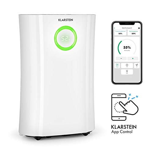 KLARSTEIN DryFy Pro Connect deshumidificador - Deshumidificador por compresión, purificador de Aire Integrado con Filtro, ionizador y función UV, Interfaz WiFi, Potencia 370 W, Blanco