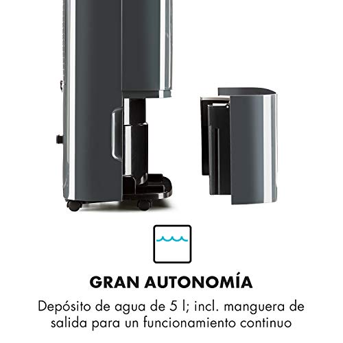 Klarstein DryFy20 Deshumidificador de Aire - Secadora de reformas, 420 W, 20 L/día, Espacio Ideal: 40-50 m², Filtro Nylon, DrySelect, Modo silencioso, 45 dB, Antracita