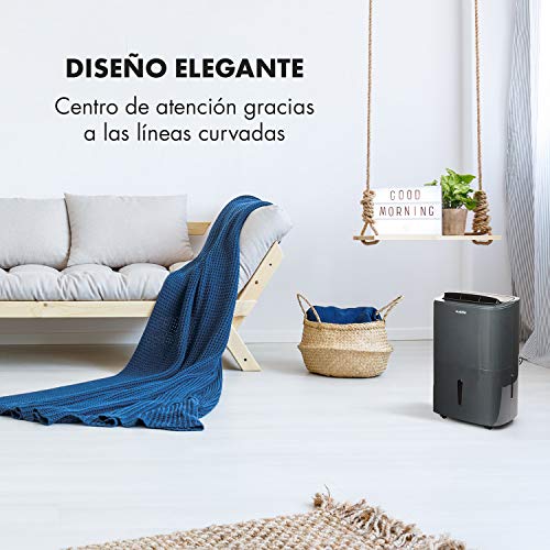 Klarstein DryFy20 Deshumidificador de Aire - Secadora de reformas, 420 W, 20 L/día, Espacio Ideal: 40-50 m², Filtro Nylon, DrySelect, Modo silencioso, 45 dB, Antracita