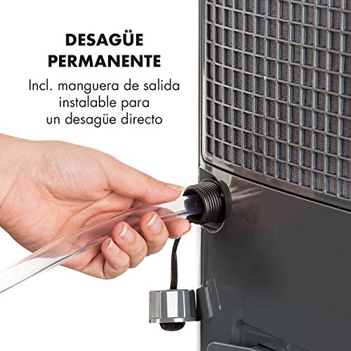 Klarstein DryFy20 Deshumidificador de Aire - Secadora de reformas, 420 W, 20 L/día, Espacio Ideal: 40-50 m², Filtro Nylon, DrySelect, Modo silencioso, 45 dB, Antracita