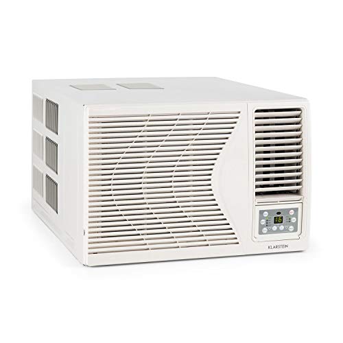 KLARSTEIN Frostik - Aire Acondicionado de Ventana, EEC A, 4 potencias, 3 Modos, Enfriar, Deshumidificar, Ventilador, 16-30°C, Temporizador, Salas 26-44 m², Mando a Distancia, 9.000 BTU/2,7 kW, Blanco