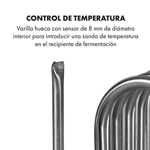 Klarstein Gärkeller - Tapa refrigeradora, Accesorio para cuba macerado Gärkeller, 3 piezas: tapadera, espiral refrigeradora y sensor, Airlock: tapadera hermética, Espiral sumergible, Acero 304