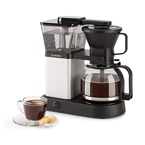 Klarstein GrandeGusto Máquina de café con jarra - Máquina de café con filtro, Cafetera, 1690 W, Depósito de 1,3 litros, Hasta 10 tazas, Calienta hasta 96°C, Conserva el calor, Negro plateado