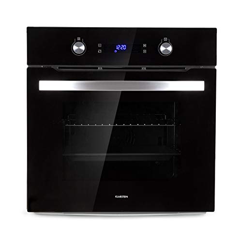 Klarstein Gusteau Horno eléctrico encastrable - 2950W, 8 funciones, Temperatura entre 30 y 250°C, Sistema PyroClean , Eficiencia energética clase A, Volumen 64L, 5 ranuras para bandeja, Negro