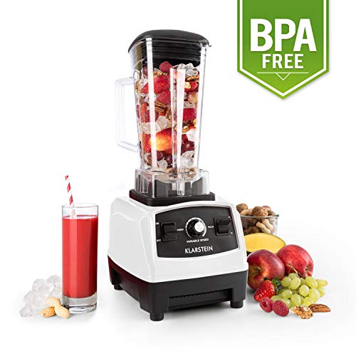 Klarstein Herakles 2G Batidora BPA-free - Mezcladora, Picadora, Licuadora, Smoothies sopas cremas, 1200 W, 28000 rpm, 2L, 6 cuchillas, Blanco