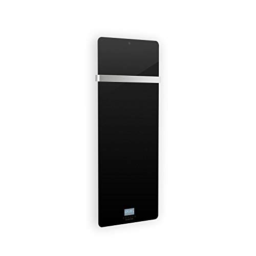 KLARSTEIN Hot Spot Crystal IR - Panel Calefactor por Infrarrojos, Display LED, Temporizador semanal, Tecnología IR Comfort Heat, Soporte toallero de Acero Inoxidable, Protección IP24, Negro