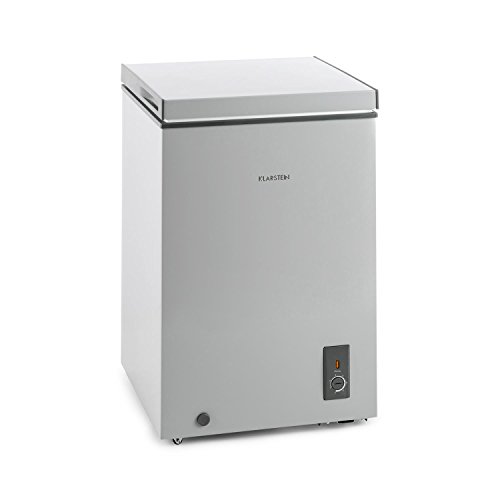 Klarstein Iceblokk - Congelador, Temperatura entre -26° y -15° C, Cesta extraíble para alimentos pequeños, Válvula de purgado, Ruedas, Potencia 75 kWh/a, ECC A+, Capacidad de 100 litros, Gris