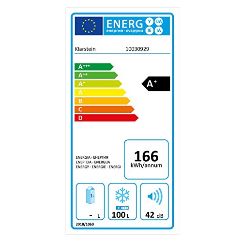 Klarstein Iceblokk - Congelador, Temperatura entre -26° y -15° C, Cesta extraíble para alimentos pequeños, Válvula de purgado, Ruedas, Potencia 75 kWh/a, ECC A+, Capacidad de 100 litros, Gris