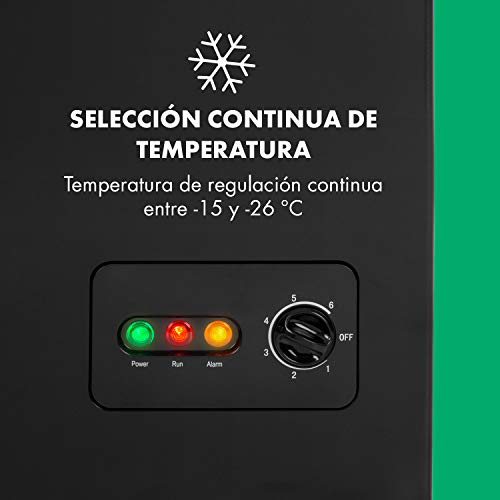Klarstein Iceblokk - Congelador, Temperatura entre -26° y -15° C, Cesta extraíble para alimentos pequeños, Válvula de purgado, Ruedas, Potencia 75 kWh/a, ECC A+, Capacidad de 100 litros, Negro