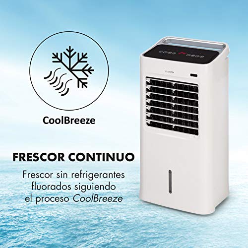 KLARSTEIN IceWind – 4 en 1: Enfriador de Aire, Ventilador, humidificador de Aire, Limpiador de Aire, caudal de 222 m³/h, 36,5 W, función NatureWind: 3 Niveles de Intensidad, silencioso, Blanco