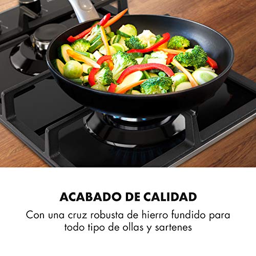 Klarstein Ignito Domino Placa de cocina - 2 fogones, Autárquico, 30 cm, Para montar, Quemador Sabaf, Gas natural/propano, Válvula de seguridad, Apagado automático, Vitrocerámica, Negro