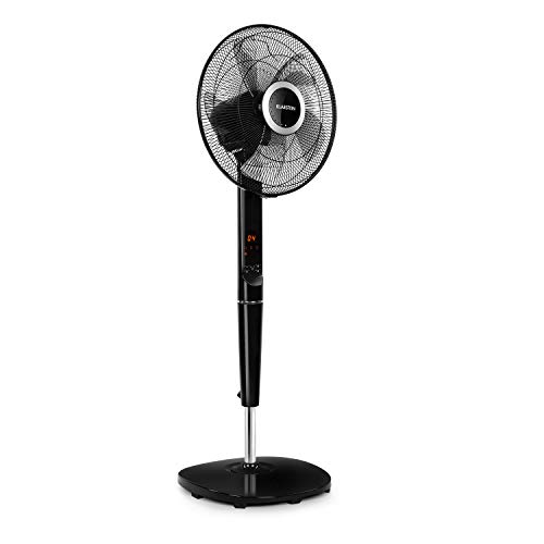 Klarstein Infinity Storm - Ventilador de pie, 40 cm (16"), 55 W, 3600 m³/h, 3 Modos, 6 velocidades, 5 aspas, Oscilación de 85°, Variofresh, Anti vuelco, Incluye Mando a Distancia, Negro