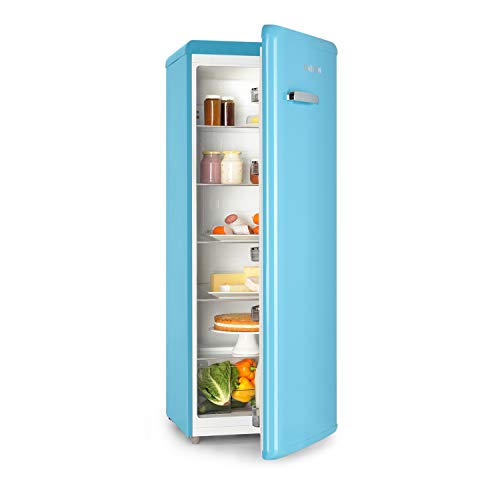 Klarstein Irene XL - Refrigerador 242 L, Regulable no gradual de 0 a 10 °C, Diseño retro, Vint-Age Concept, 4 niveles, Iluminación interior, Pies de altura regulable, Clase A+, Azul