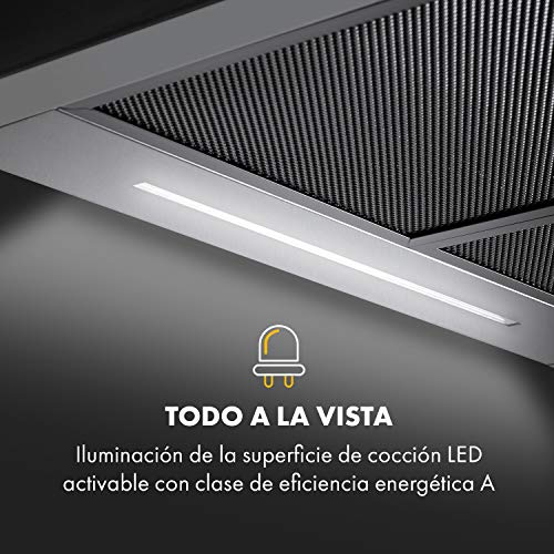 Klarstein Isabella campana extractora, Extractor iclinado, 60 cm, Clase A, Absorción o ventilación, 600 m³/h, 3 niveles de potencia, control táctil, iluminación LED, acero negro, negro y gris