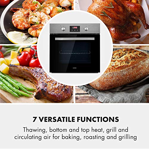 Klarstein Kalahari Delicatessa lote de horno - Horno y placas de cocina, Placa de inducción de 4 zonas de 7000 W (2 x 2000 W / 2 x 1500 W), Horno de 68 litros/clase A, Negro, Acero inoxidable