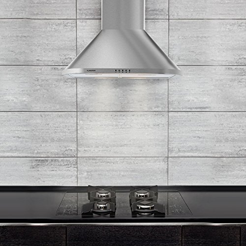 Klarstein Karajan 60 Campana extractora - Extractor de humos, Extractor de pared, 60 cm, 156 W, 536 m³/h, 3 niveles, Iluminación de los fogones, Acero, 2 filtros de carbono activo, Plateado