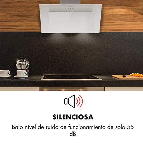 Klarstein Klarstein Athena Campana extractora - Extractor de humos, 60 cm, 350 m³/h, 65 W, Filtro de grasa de aluminio, Panel de botones, Solo 64 dB, Acero inoxidable, LED, Plateado