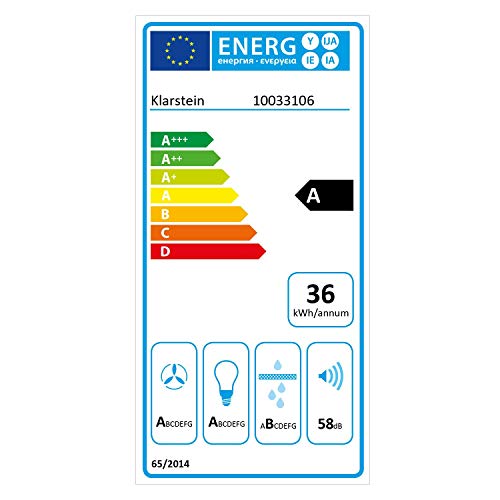 Klarstein Kronleuchter - Campana extractora en isla, Flujo aire hasta 600 m³/h, Iluminación LED, Eficiencia energética Clase A, 3 niveles, Filtro grasa, Control táctil, 60 x 35 x 35 cm, Negro