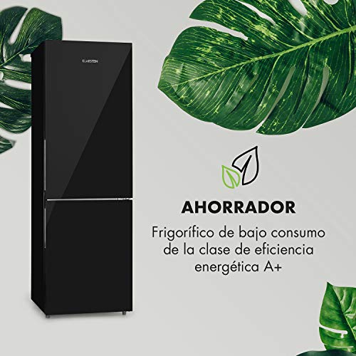 Klarstein Luminance Frost Black Edition - Frigorífico-congelador de 300L, Nevera combi, Nevera de 209L, Congelador de 91L, Cajón para verduras, Clase de eficiencia energética A+, Negro