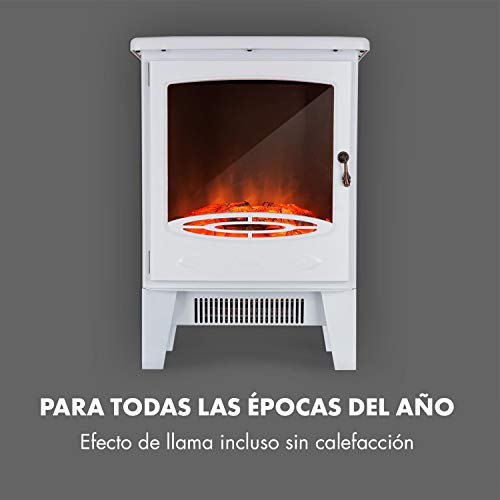 Klarstein Meran Chimenea eléctrica con Efecto llameante - Chimenea electrónica, CREA Ambiente romántico, 950 o 1850 W de Potencia, Termostato, InstaFire sin Humos, No se recalienta, Blanco