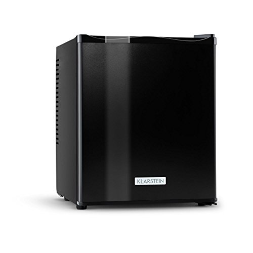 Klarstein MKS-11 - Minibar, Nevera, Frigo para Bebidas, B, 25 litros, Operación silenciosa, 0 dB, Dimensiones 38 x 47 x 44,5 cm, 1 Estante, 2 Compartimientos Laterales, 3 Niveles, Negro