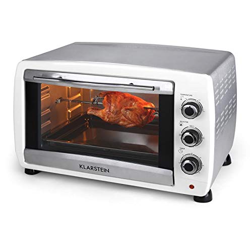 Klarstein Omnichef 45W - Mini horno, Horno eléctrico, 45 L, 4 Bandejas, 2000 W, Hasta 230 °C, 4 Puntos de calor, Gratinador, Temporizador, Vidrio de seguridad, Acero inoxidable, Blanco